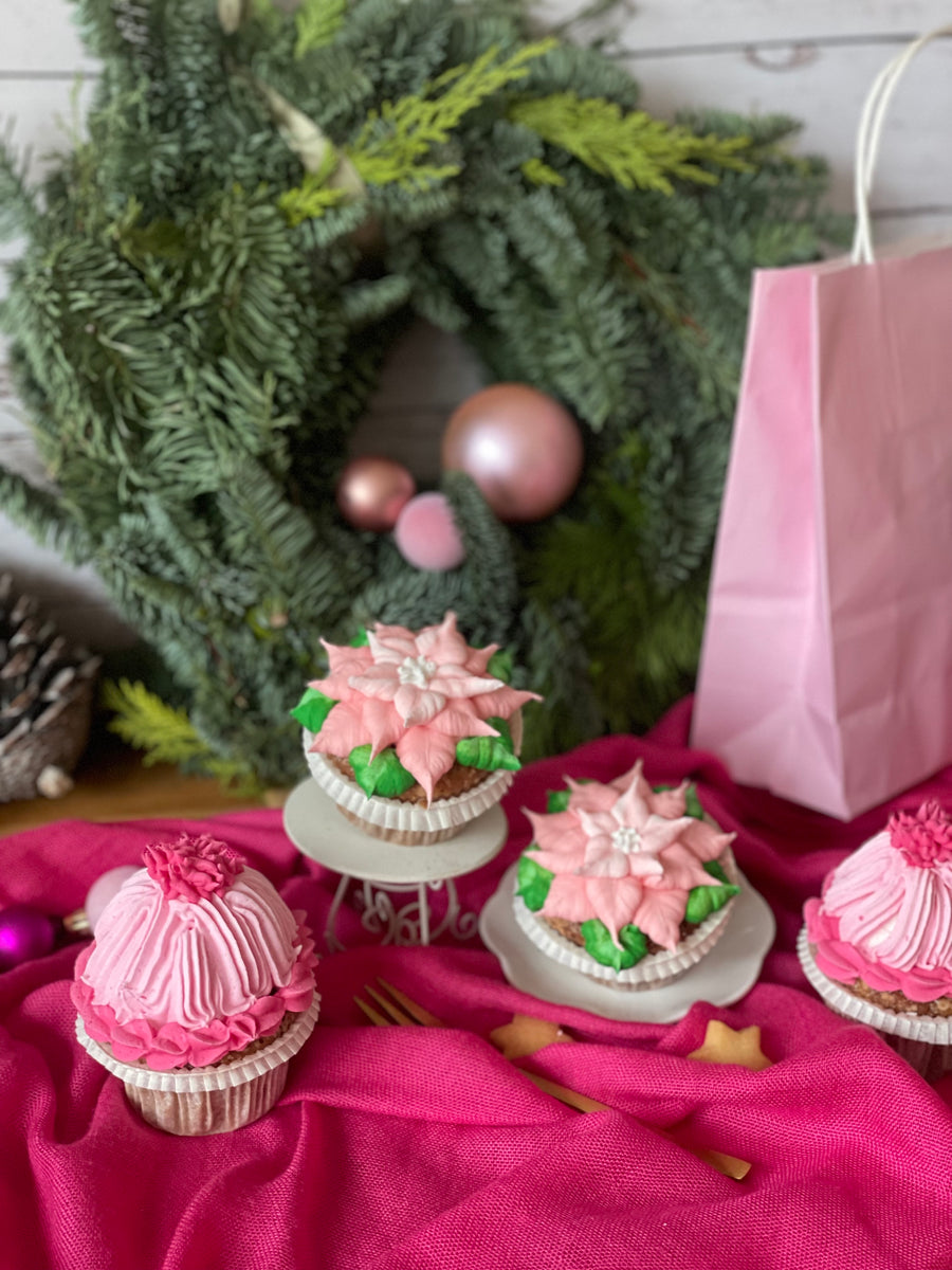 Cupcake-4er-Set: Winterhaube & Weihnachtsstern